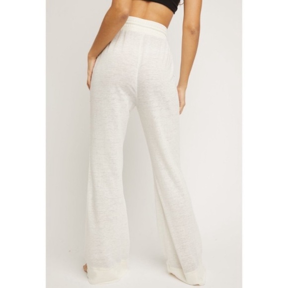 Free People Cozy Cool Lounge Wide Leg Pants Ivory - Picture 4 of 14
